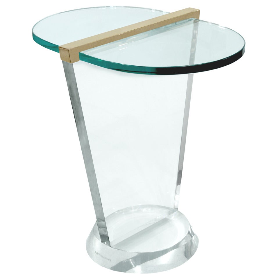 Side Table in Lucite and Glass by Les Prismatiques