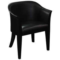 Black Leather "Tulip Chair" by Karl Springer