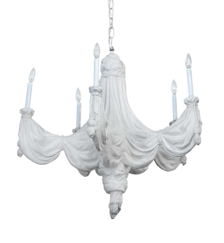Chandelier in resin with draped fabric motif by Sirmos, American, 1970s.