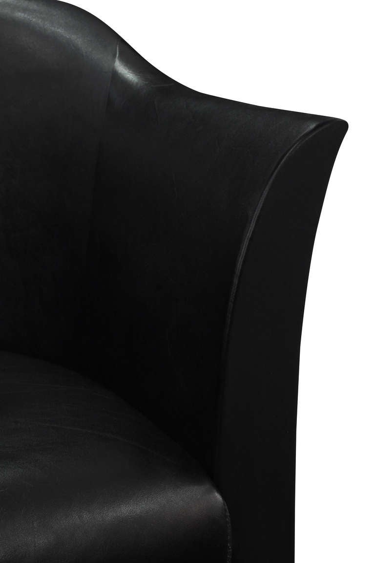 Black Leather "Tulip Chair" by Karl Springer