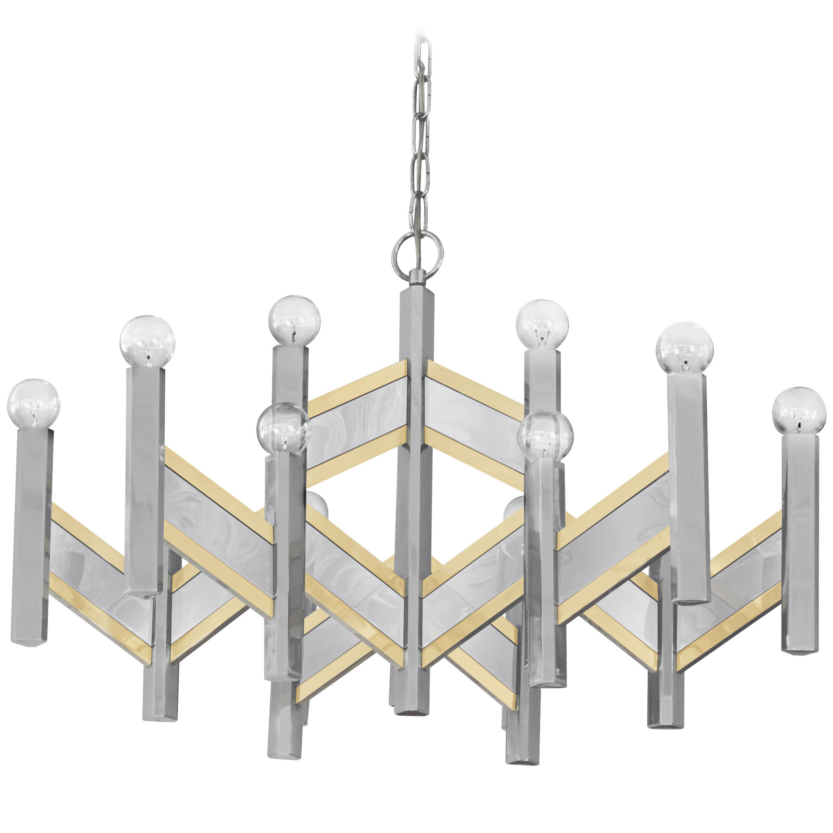 Elegant Chandelier in Chrome and Brass Accents by Sciolari