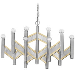 Elegant Chandelier in Chrome and Brass Accents by Sciolari