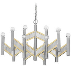 Elegant Chandelier in Chrome and Brass Accents by Sciolari 3