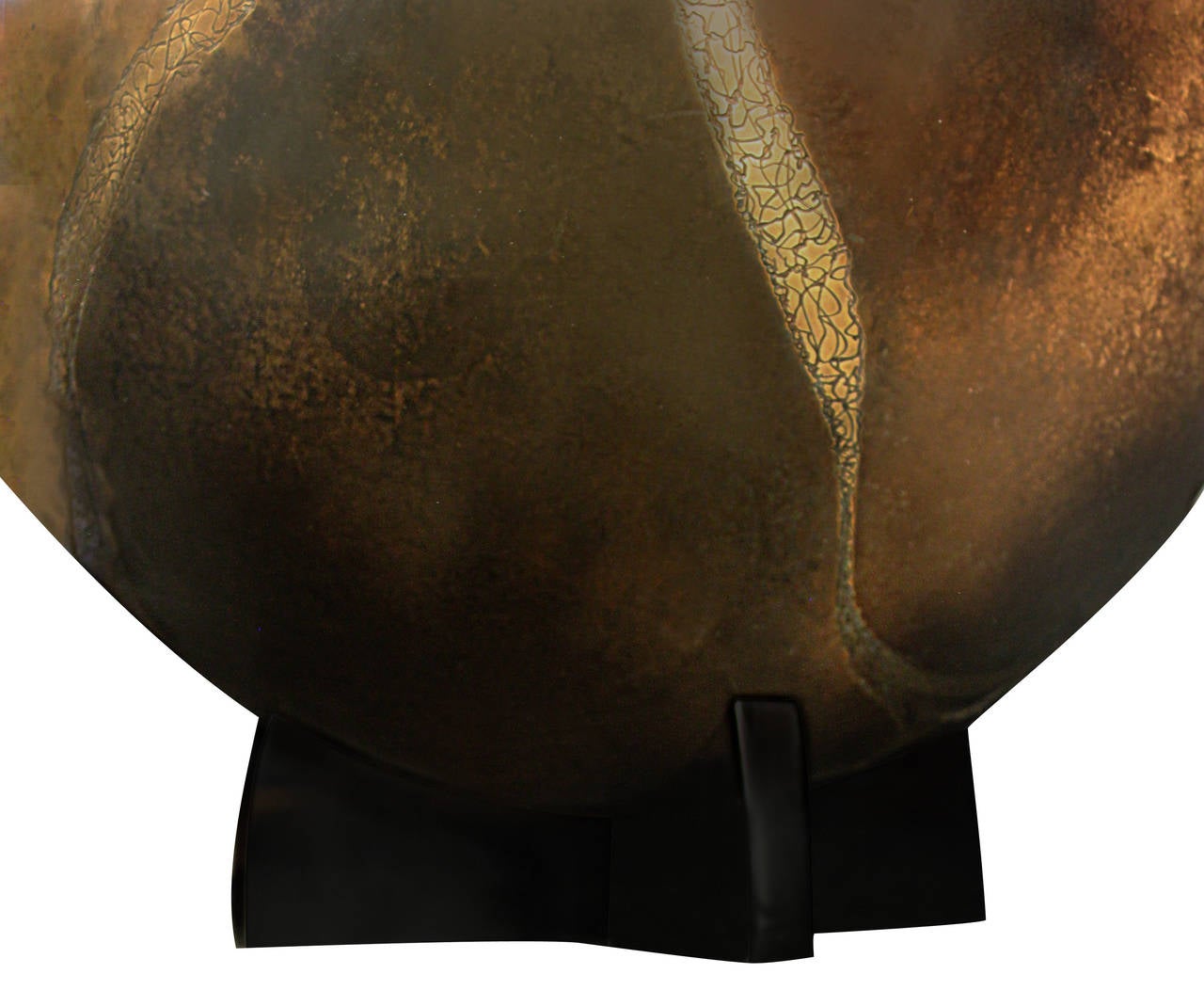 Large Bronze Orb Sculpture with Incised Textural Decoration by Karl Springer In Excellent Condition In New York, NY