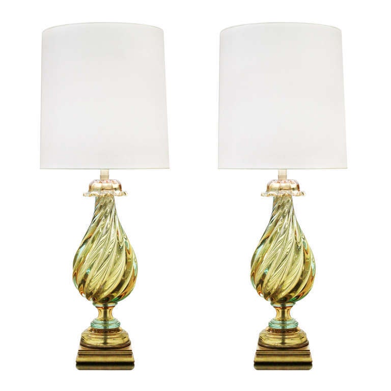 Pair of Impressive Handblown Glass Table Lamps by Seguso