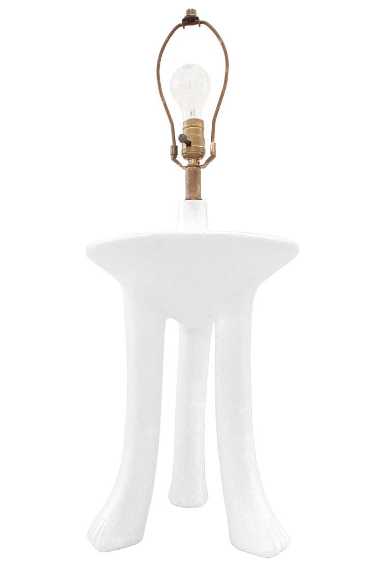 American Three-Legged Plaster Table Lamp by John Dickinson
