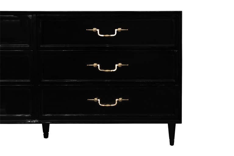 American Ebonized Chest of Drawers with Decorative Brass Pulls by Grosfeld House