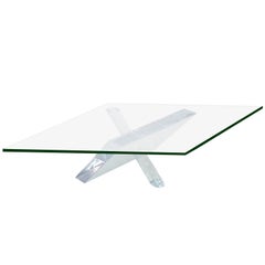 Sculptural Coffee Table with Thick Lucite Base