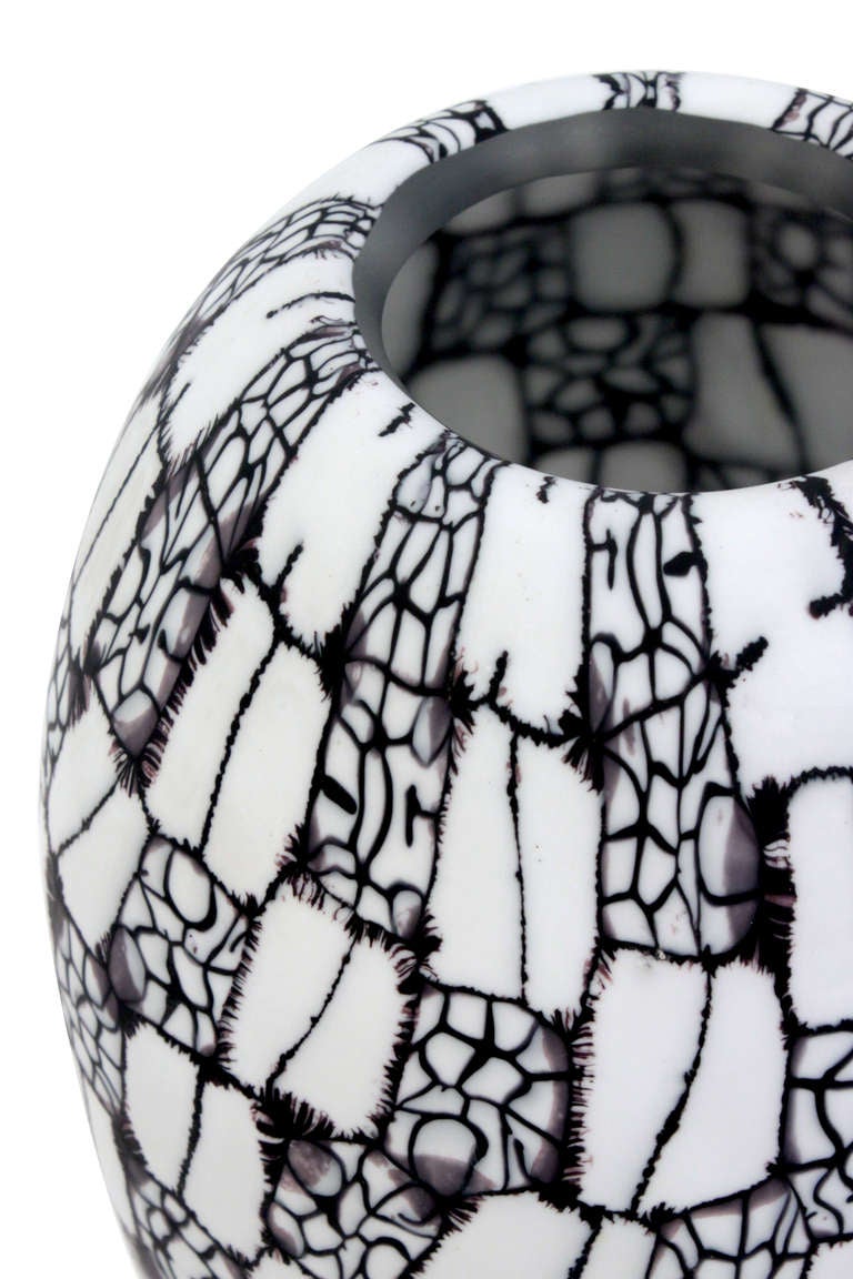 Vase en verre soufflé à la main avec Muhrines faites à la main par Vittorio Ferro