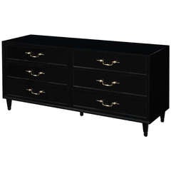 Ebonized Chest of Drawers with Decorative Brass Pulls by Grosfeld House