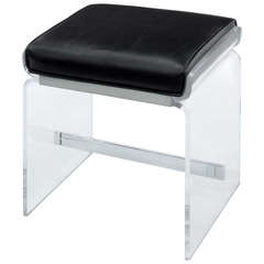 Molded Lucite Bench with Upholstered Seat by Charles Hollis Jones