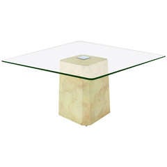 Dining Table with Lacquered Goatskin Base by Karl Springer