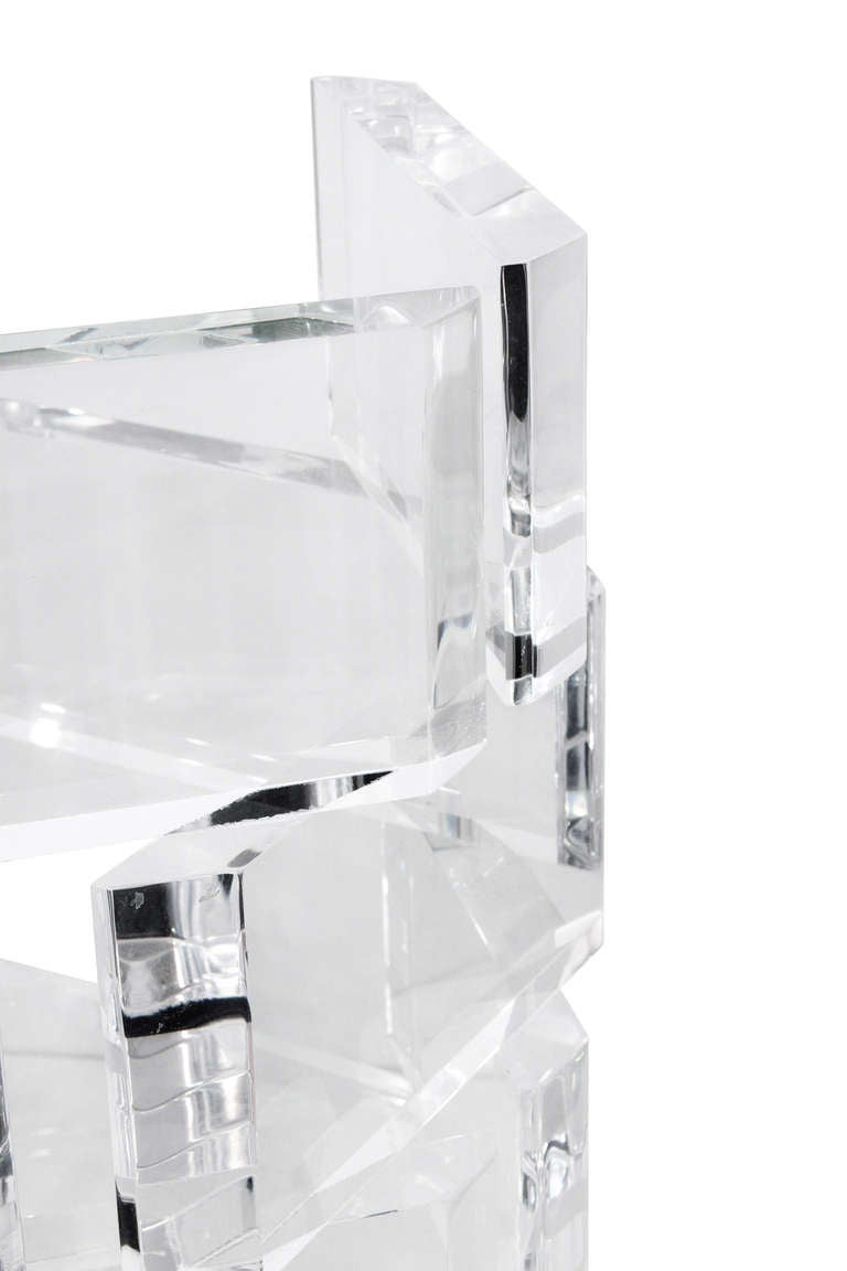 American Sculptural Stacked Lucite End Table
