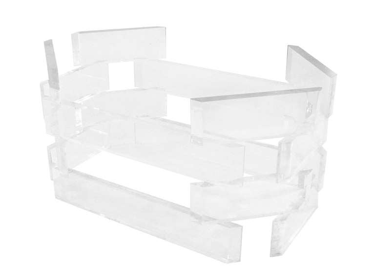 American Sculptural Coffee Table with Stacked Lucite Blocks