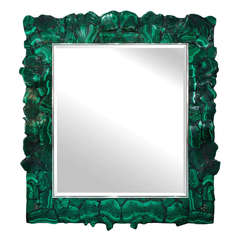 Exceptional Mirror with Polished Malachite Frame