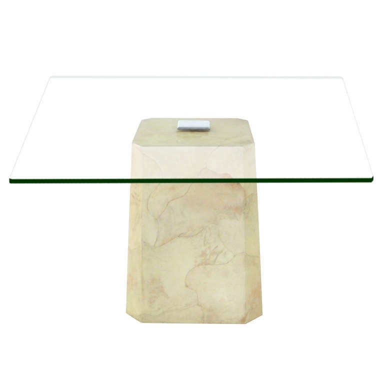 American Dining Table with Lacquered Goatskin Base by Karl Springer