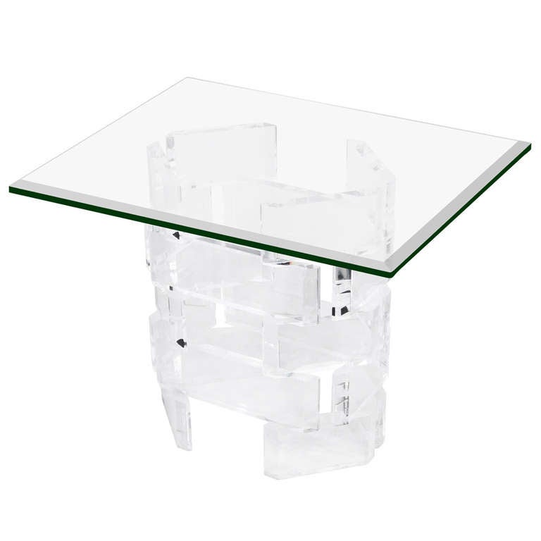 Sculptural Stacked Lucite End Table at 1stDibs