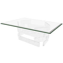 Sculptural Coffee Table with Stacked Lucite Blocks
