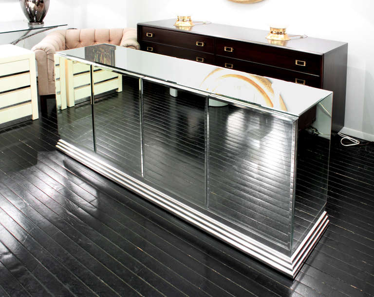Elegant Four-Door Mirrored Credenza by Ello In Excellent Condition In New York, NY