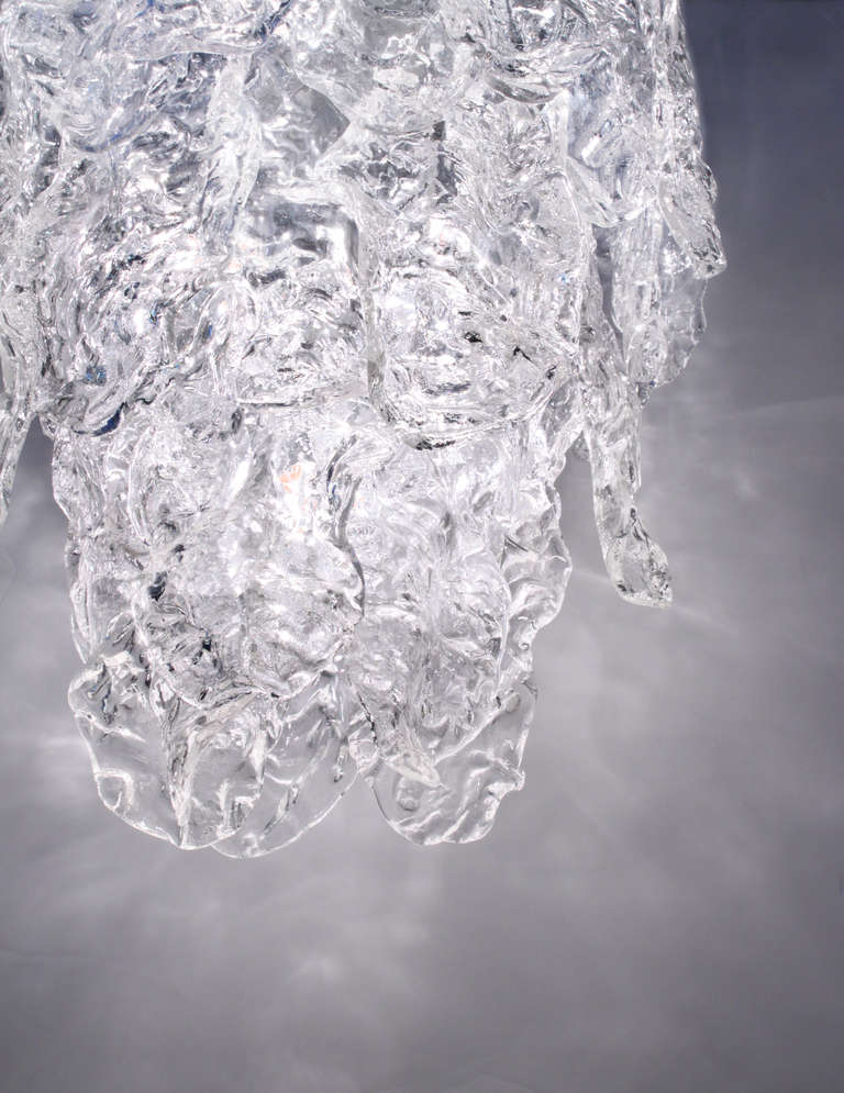 Italian Chandelier with Textured Glass by Mazzega