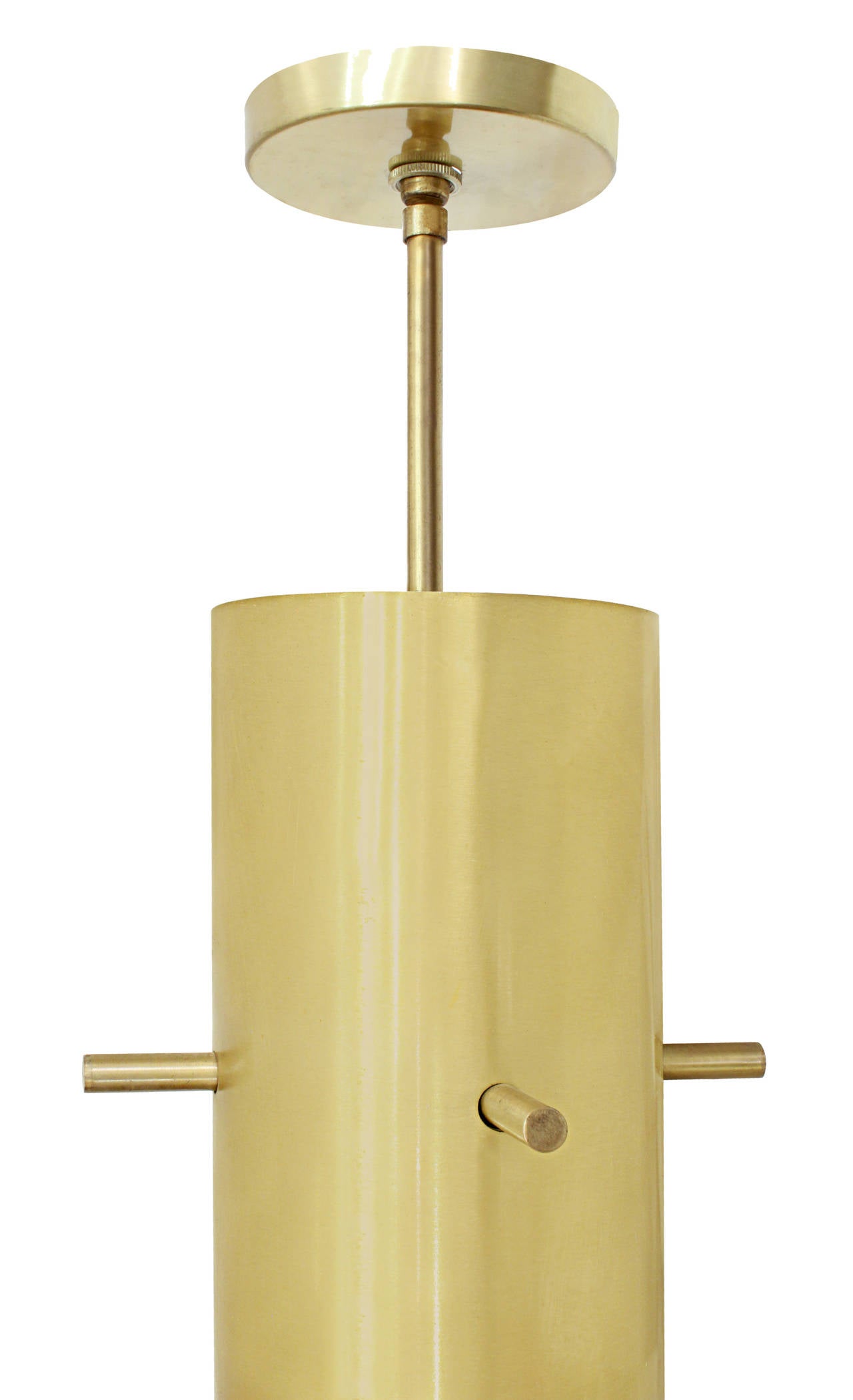 Mid-Century Modern Five Chic Pendant Lights in Lacquered Brass by Lightolier