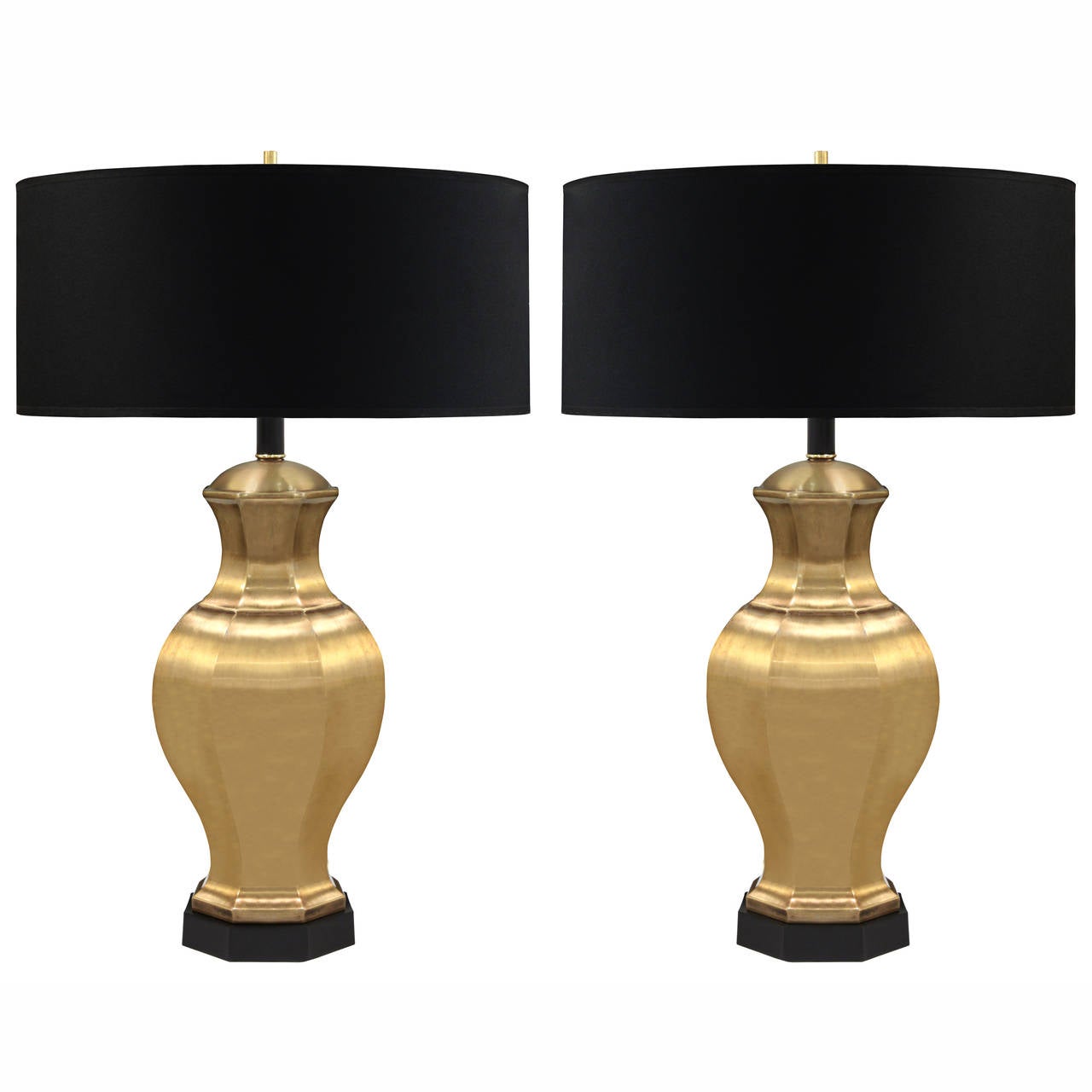 Pair Of Table Lamps In Satin Brass By Chapman Lighting For At Pair Of Table Lamps In Satin Brass By Chapman Lighting For