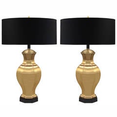 Pair of Table Lamps in Satin Brass by Chapman Lighting 8
