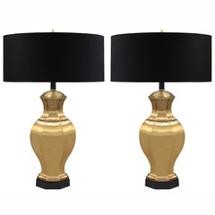 Retro Pair of Table Lamps in Satin Brass by Chapman Lighting