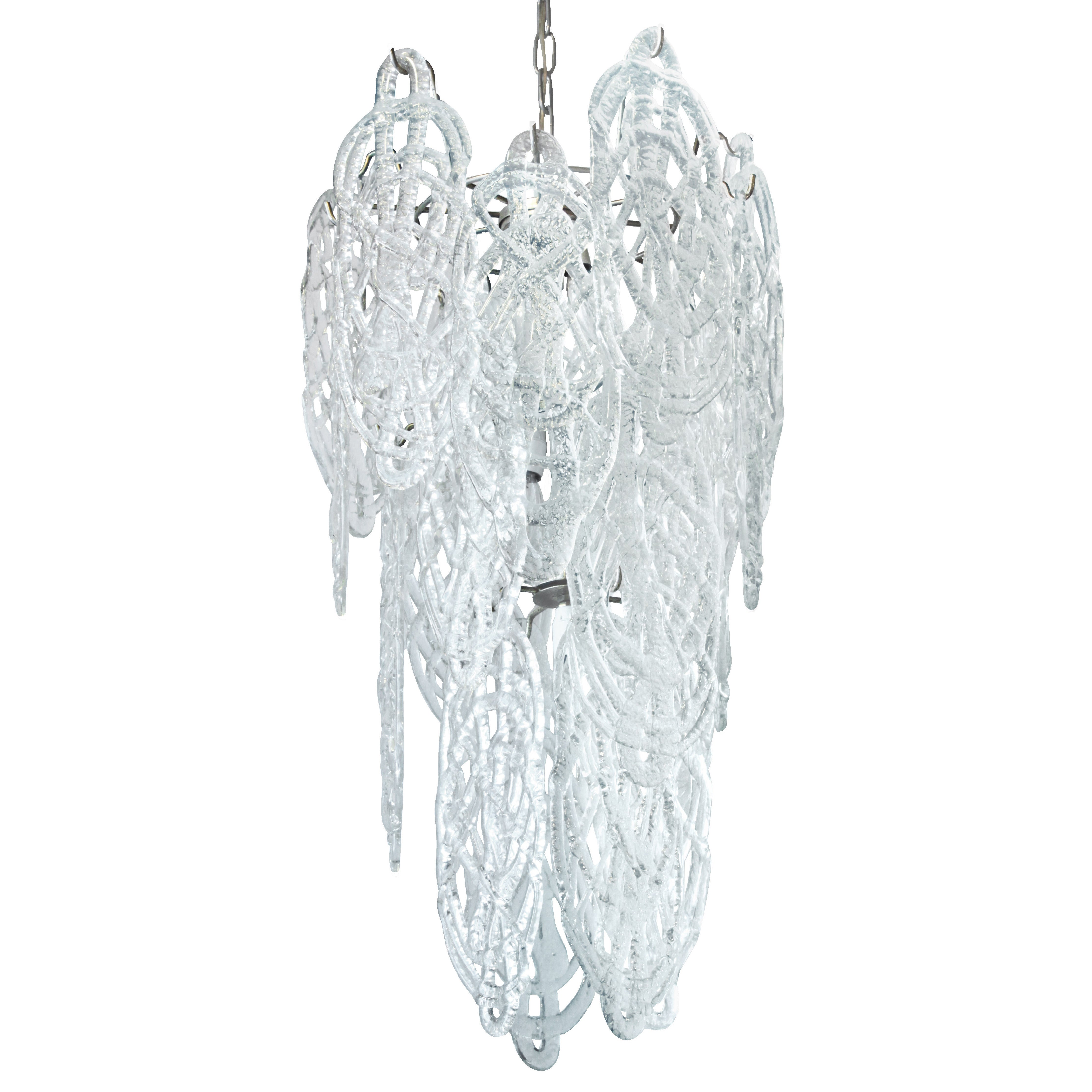 Chandelier with Delicate Dripped Glass Pieces by Mazzega