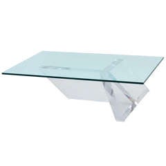 Dynamic "Parallelogram Coffee Table" in Lucite by Jeffrey Bigelow