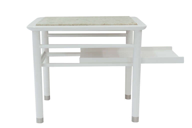 Pair of End Tables with Marble Tops by Weiman In Excellent Condition In New York, NY