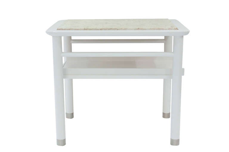 American Pair of End Tables with Marble Tops by Weiman
