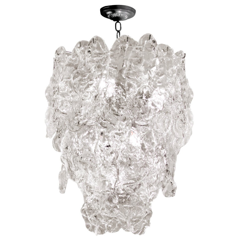 Chandelier with Textured Glass by Mazzega