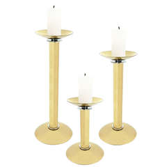 Vintage Set of Three Brass Candleholders by Karl Springer