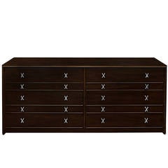 Elegant Chest of Drawers with Nickel X-Pulls by Paul Frankl