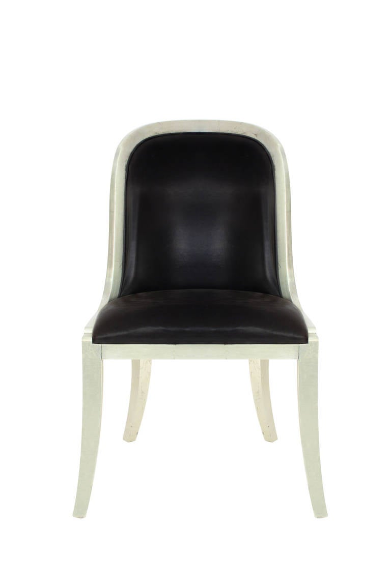 Set Of Six Regina Chairs In Lacquered Silver Leaf By Karl - set of six regina chairs in lacquered silver leaf by karl -