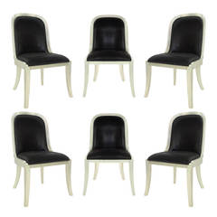 Set of Six "Regina" Chairs in Lacquered Silver Leaf by Karl Springer