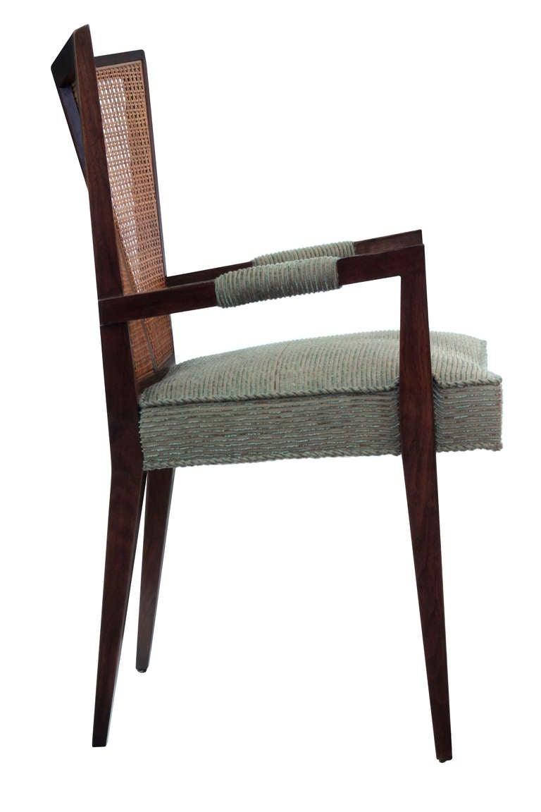 American Set of 6 Dining Chairs with Split Indian Cane Backs by Michael Taylor for Baker