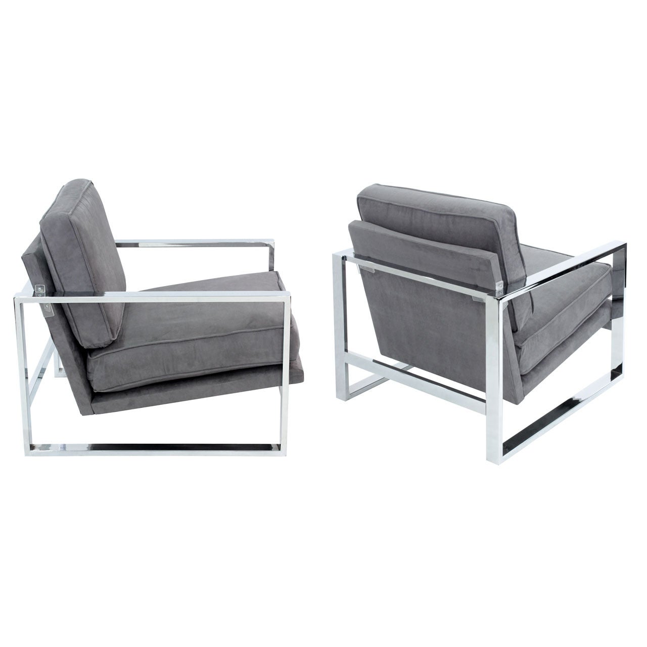 Pair of Sculptural Lounge Chairs with Chrome Frames