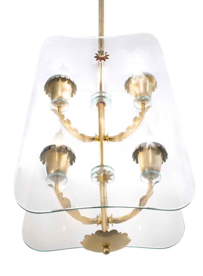 Italian Four-Light Pendant Chandelier Attributed to Pietro Chiesa for Fontana Arte