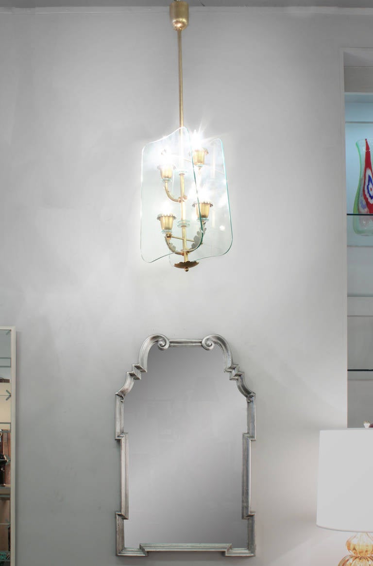 Four-Light Pendant Chandelier Attributed to Pietro Chiesa for Fontana Arte In Excellent Condition In New York, NY
