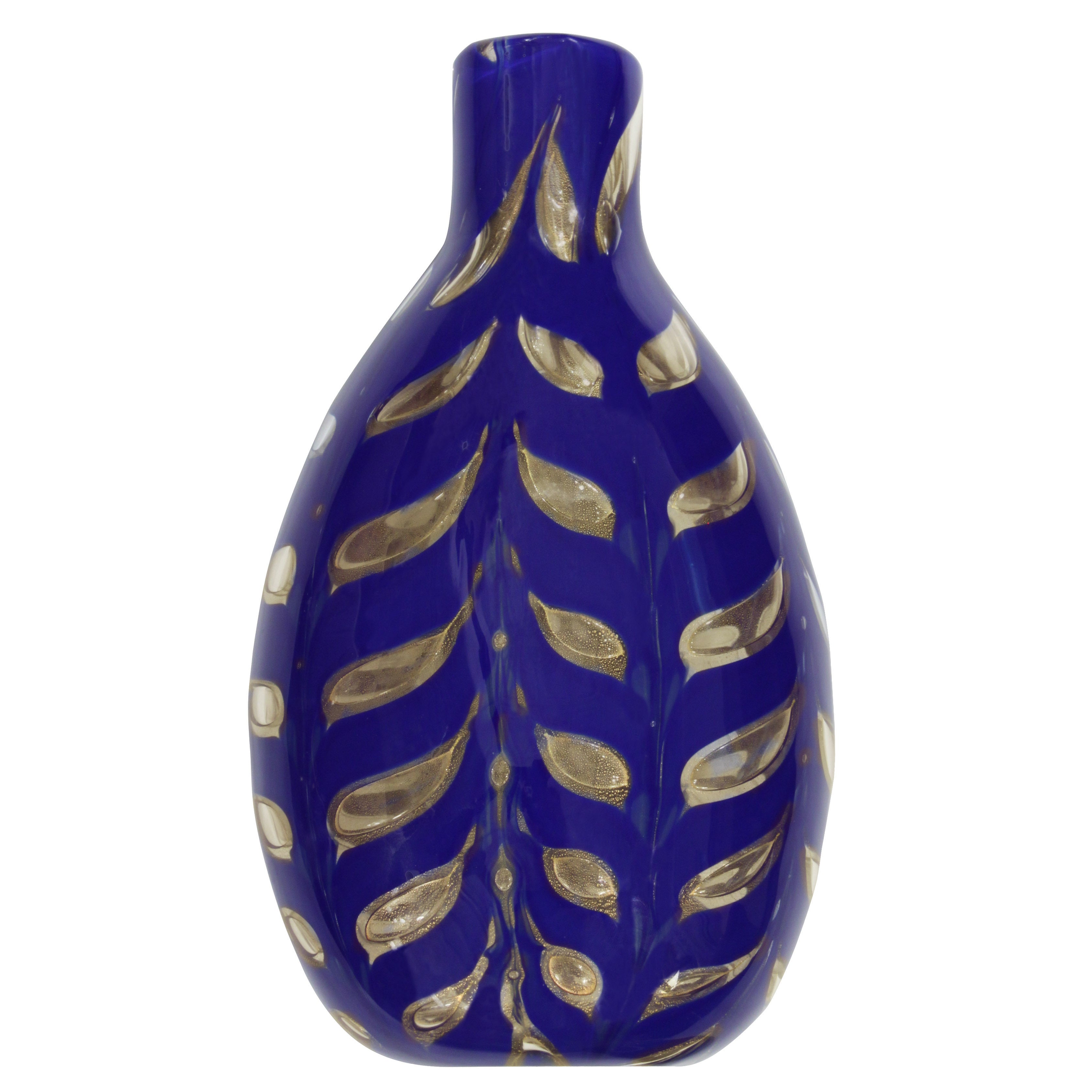 Handblown Glass "Graffito" Vase with Gold Foil by Barovier e Toso