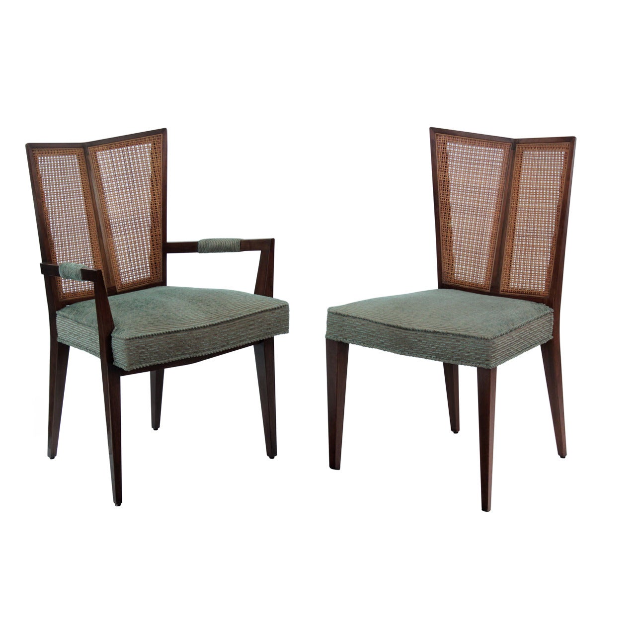Set of 6 Dining Chairs with Split Indian Cane Backs by Michael Taylor for Baker