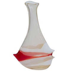 Large Hand-Blown Glass Vase from "Bands" Series by Anzolo Fuga