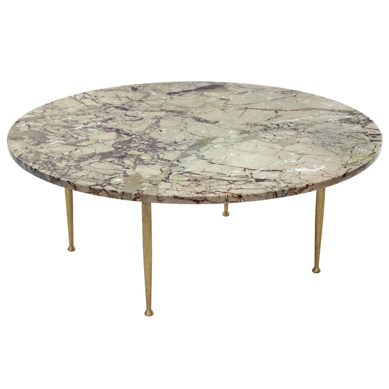Elegant Coffee Table in Marble with Brass Legs at 1stdibs