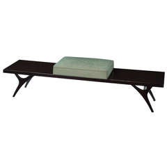 Long Sculptural Bench with Attached Cushion by Vladimir Kagan