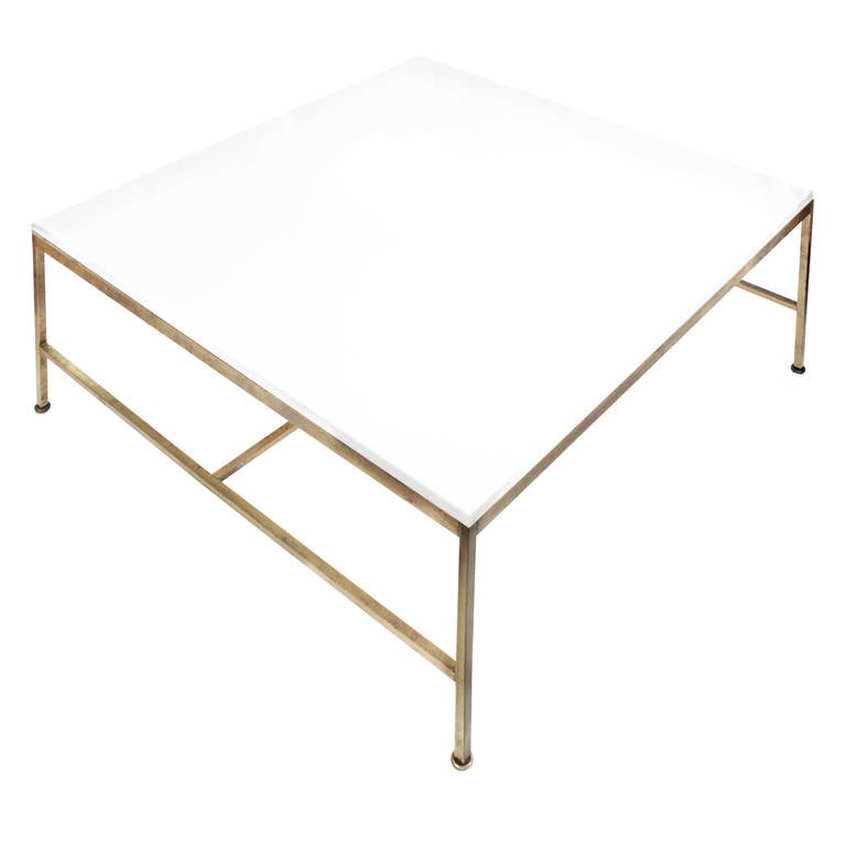 American Square Table with White Carrera Glass by Paul McCobb