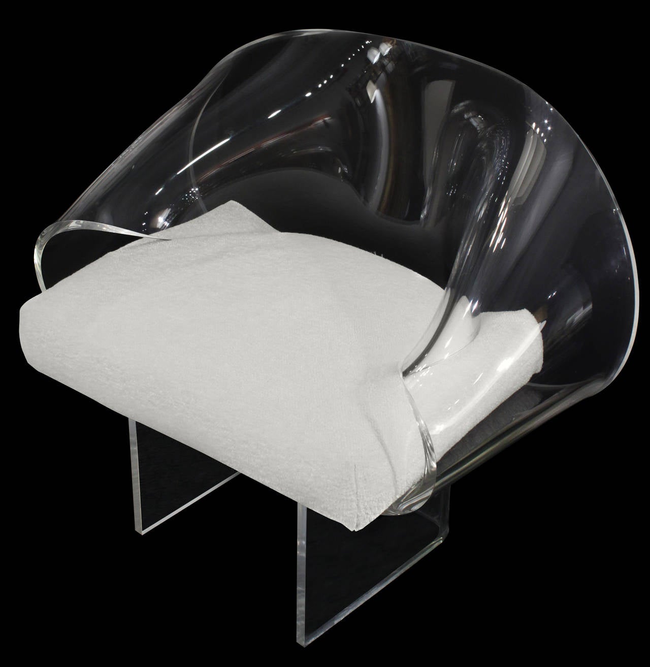 Mid-Century Modern Ribbon Chair and Ottoman in Molded Lucite by Robert Van Horn