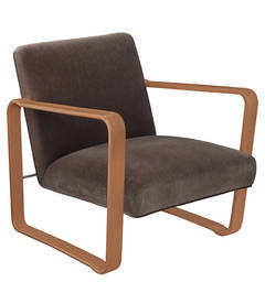 "Modern Morris Chair" with Sculpted Mahogany Frame by Edward Wormley