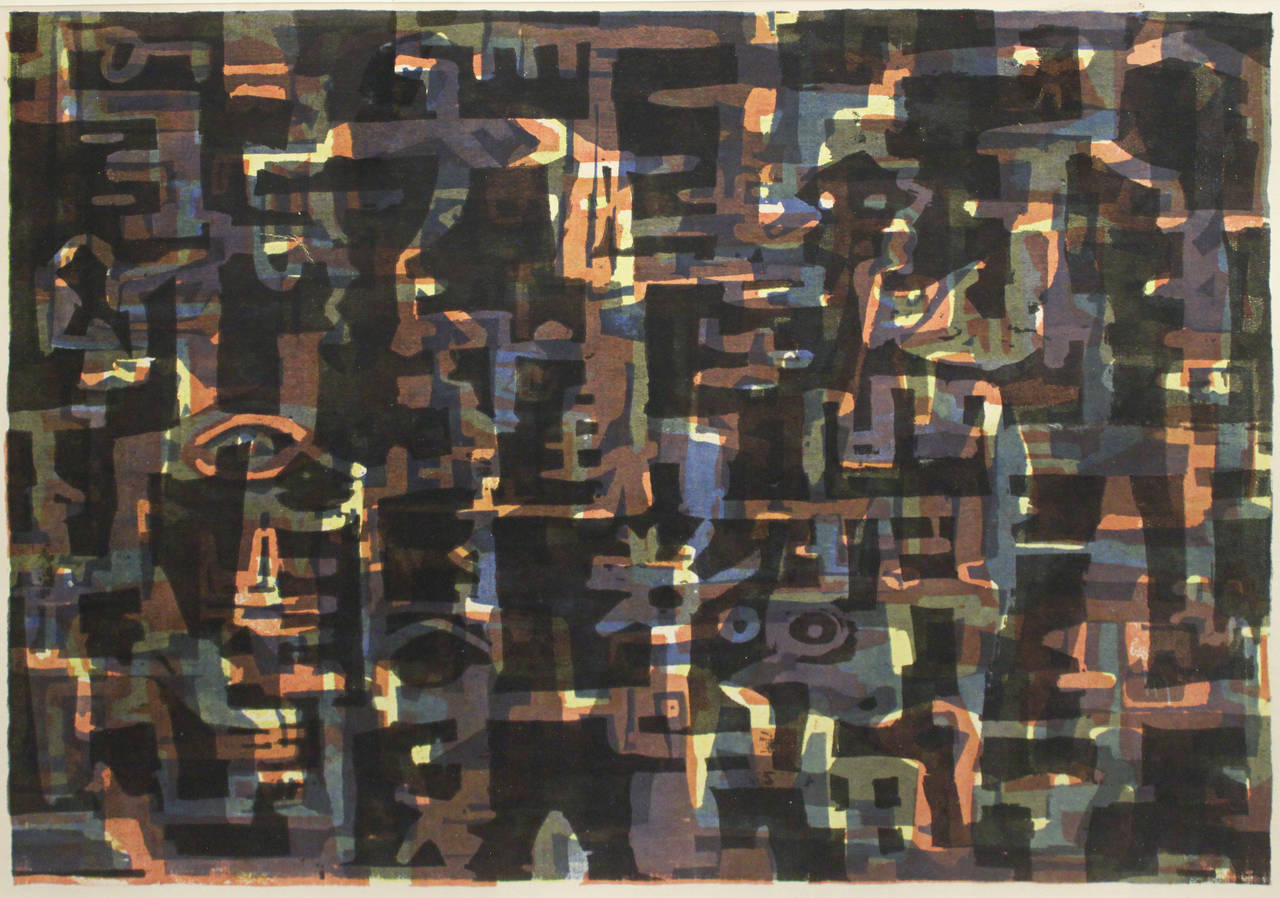 “Abstract Fables,” silkscreen by Henry Mark, American, 1953. Edition of 22, stamped with initials, and signed on verso.